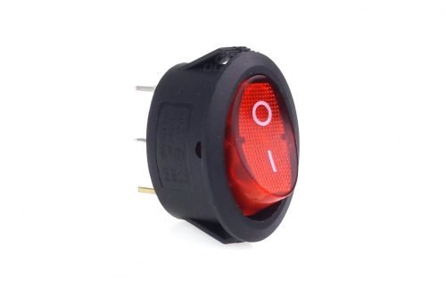 Piros ovális kapcsoló 12V, 230V (világítással)