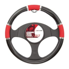 4CARS Kormányvédő  37-39 CM, FEKETE-PIROS BETÉTEKKEL