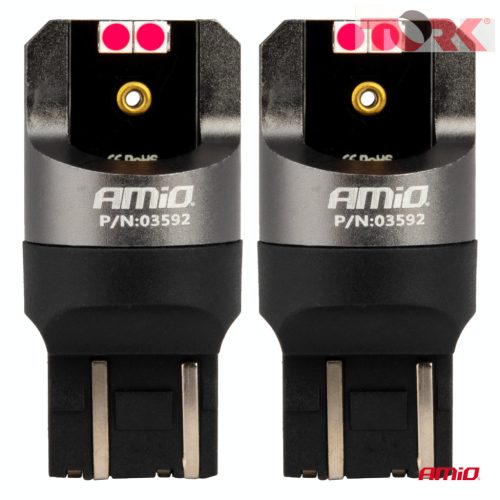 LED CANBUS PRO sorozat 7443 W21/5W 4x3030 SMD Piros 12/24V AMIO