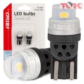   LED izzók 360 Pure Light sorozat STANDARD T10 W5W 2x3020 SMD Fehér 12V/24V AMIO