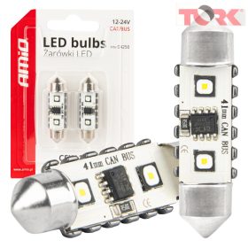   LED CANBUS izzók 12SMD Festoon C5W 3838 41mm Fehér 12/24V AMIO