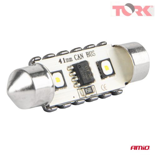 LED CANBUS izzók 12SMD Festoon C5W 3838 41mm Fehér 12/24V AMIO