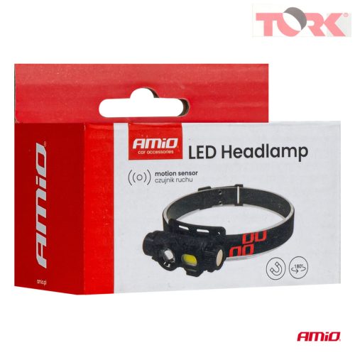 LED fejlámpa XPG+COB 1200mAh (AKKU) AMIO-04662