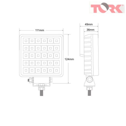 Munkalámpa 30x LED négyzet  kapcsolóva KAMAR