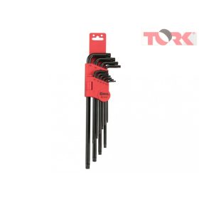 T-torx (lyukas) kulcs készlet, L-alakú, 10 darabos